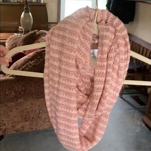Pink infinity loop knit scarf